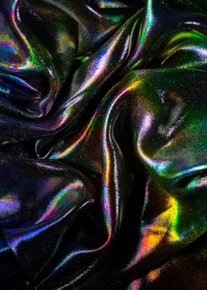 Textura holográfica oscura con reflejos de color